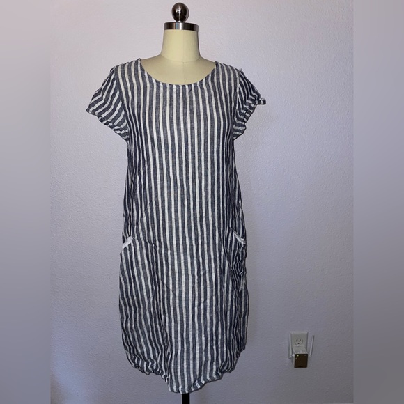 CP SHADES STRIPED DRESS W/POCKETS - Picture 1 of 3